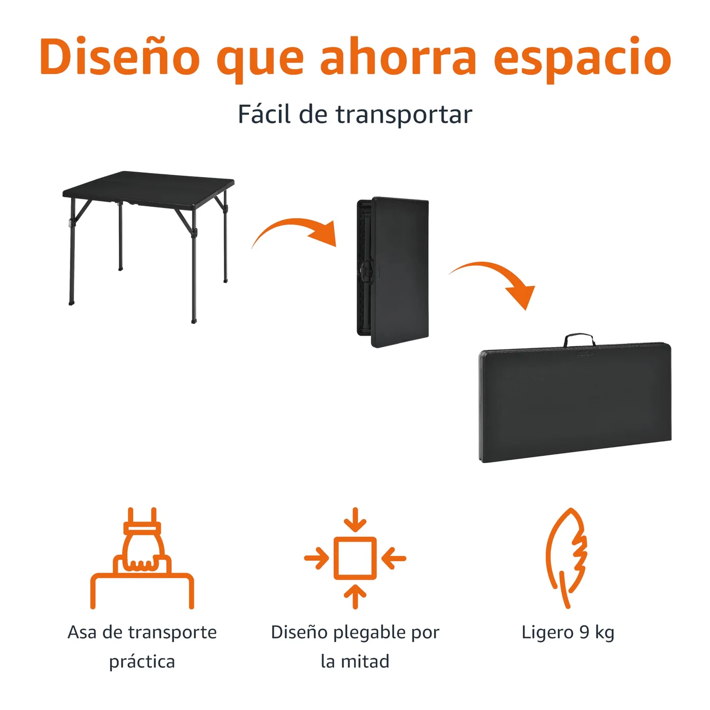 Amazon Basics Mesa de Comedor Plegable Cuadrada 86 cm, imagen 3