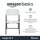 Amazon Basics Pack 4 Sillas Plegables Blancas 158kg, imagen 4