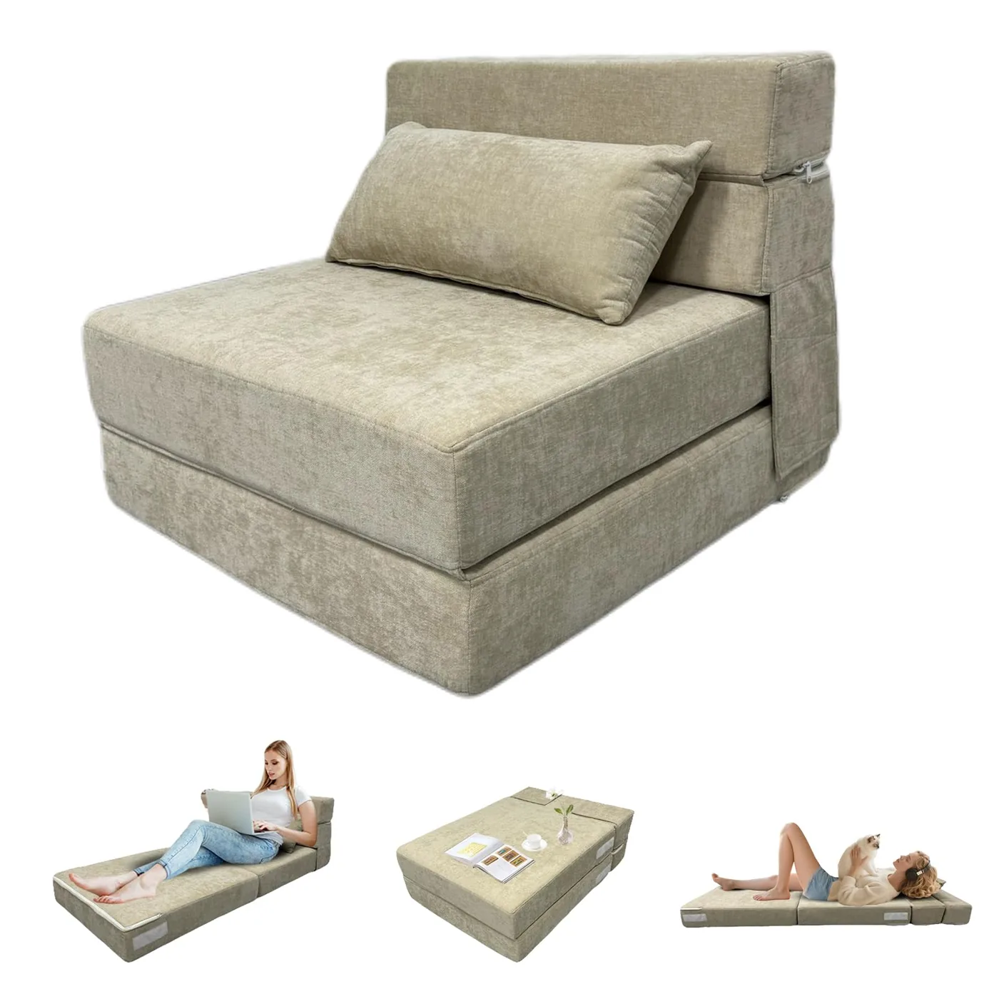 ANONER Sofá Cama Plegable 4 en 1