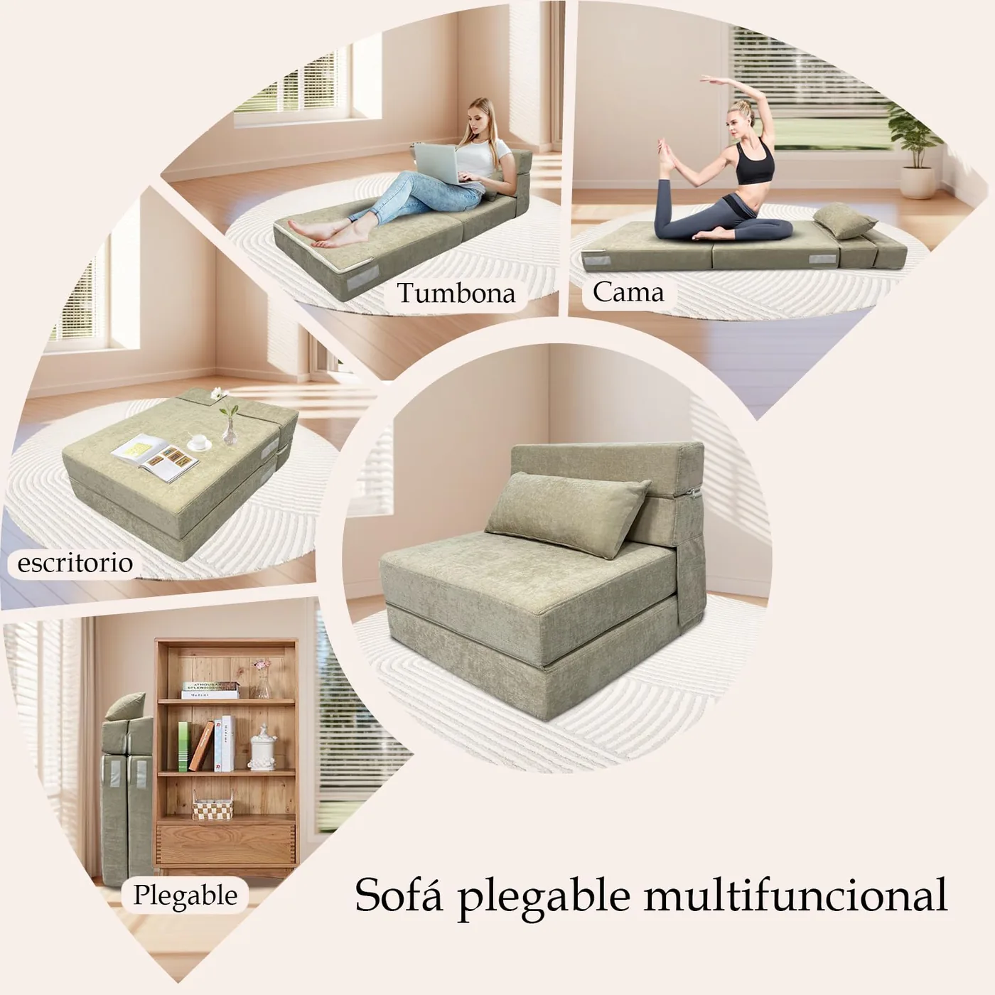 ANONER Sofá Cama Plegable 4 en 1, imagen 3