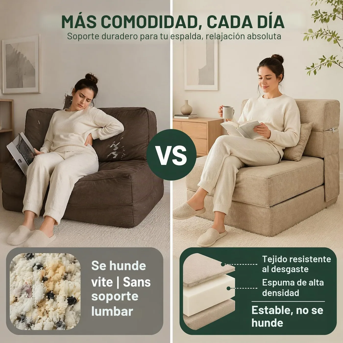 ANONER Sofá Cama Plegable 4 en 1, imagen 4