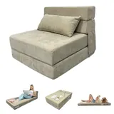 ANONER Sofá Cama Plegable 4 en 1 Gris Claro, imagen 8