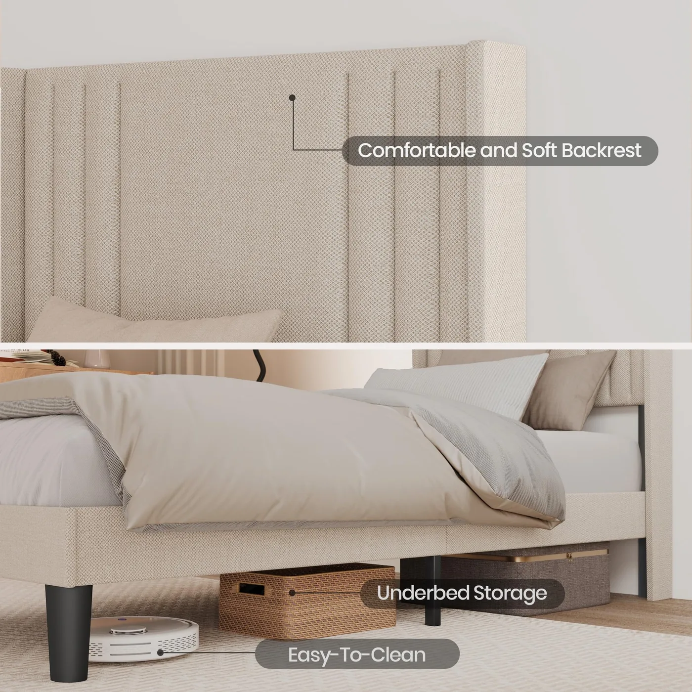 Bealife Estructura de Cama Elevada 120 × 200 cm, imagen 6
