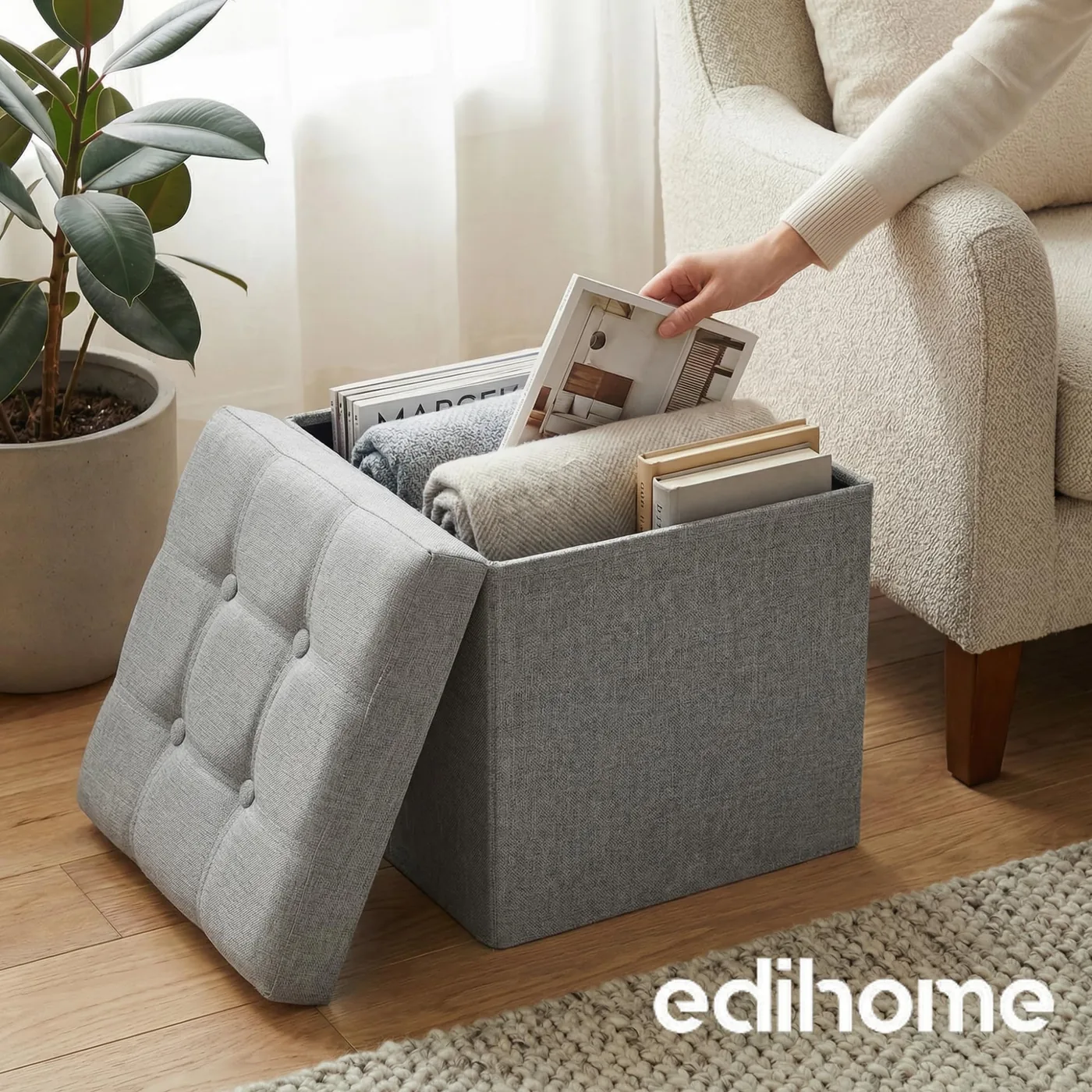 edihome Puff Baúl Plegable 38 cm, imagen 2