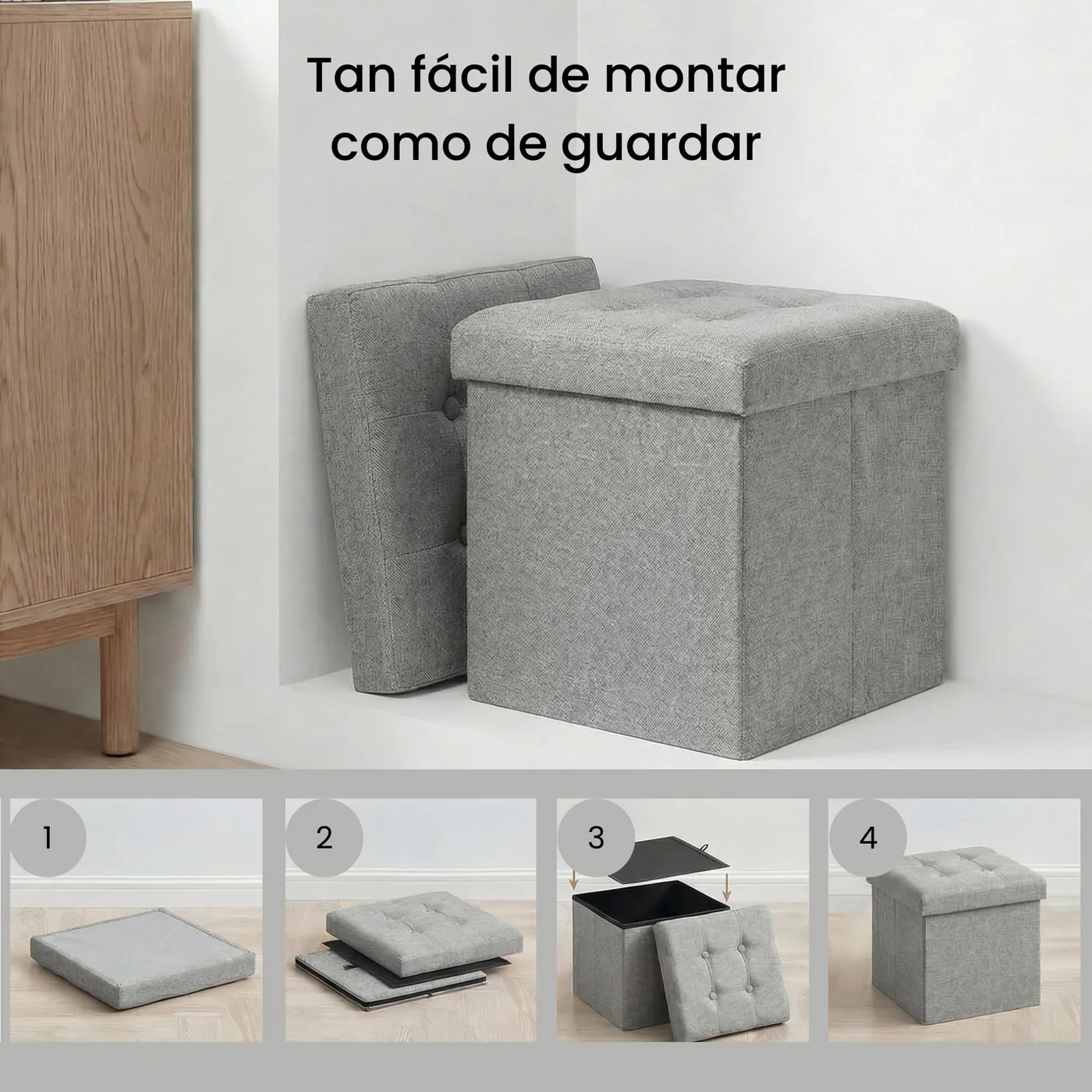 edihome Puff Baúl Plegable 38 cm, imagen 4