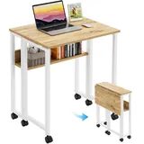 GreenForest Folding Desk 63 cm with Shelf and Wheels, imagen 1