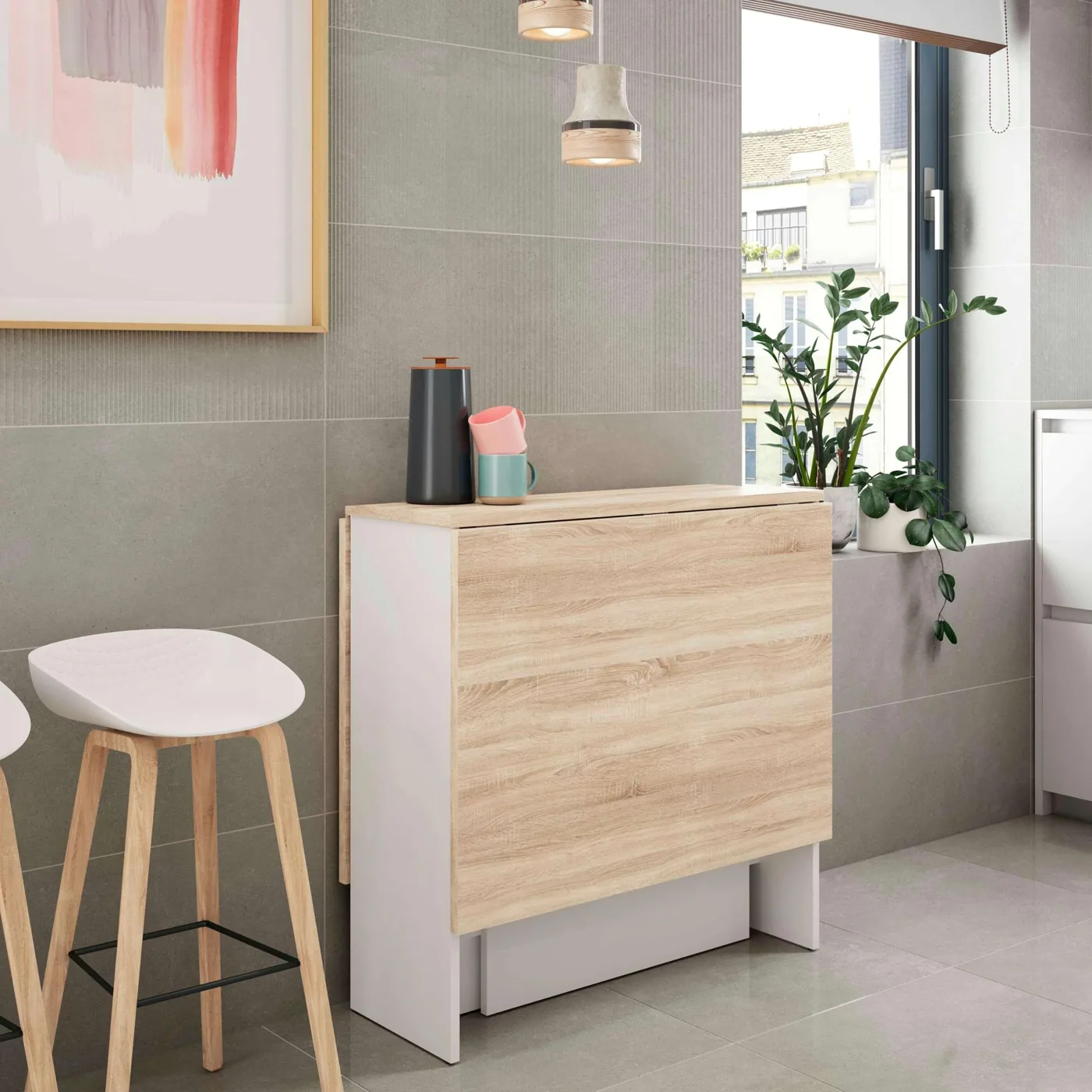 Habitdesign Fly Mesa con Alas Abatibles 31-140 cm, imagen 2