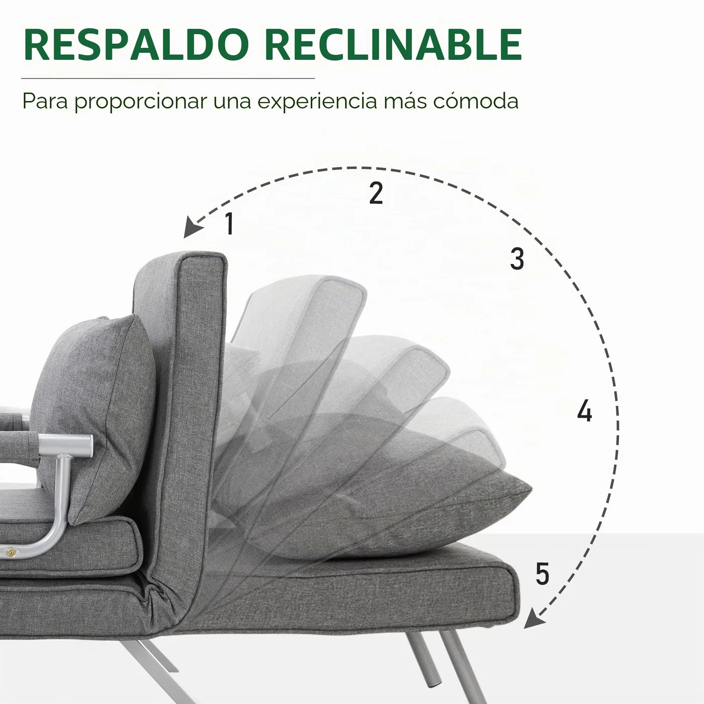 HOMCOM Sillón Cama 3 en 1 con Respaldo Reclinable, imagen 4