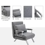 HOMCOM Sillón Cama 3 en 1 Reclinable, imagen 6