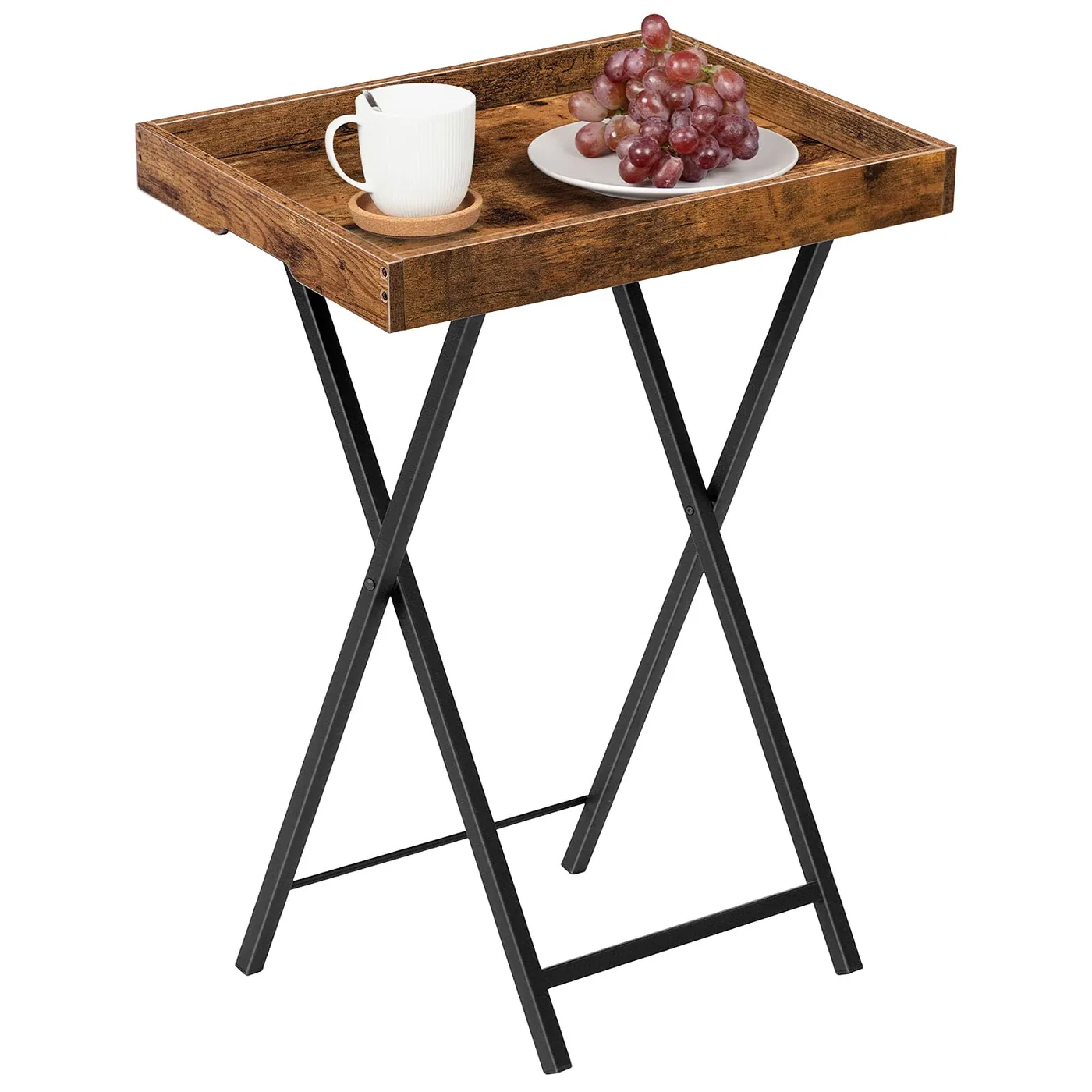 HOOBRO Mesa Auxiliar Plegable con Bandeja Extraíble