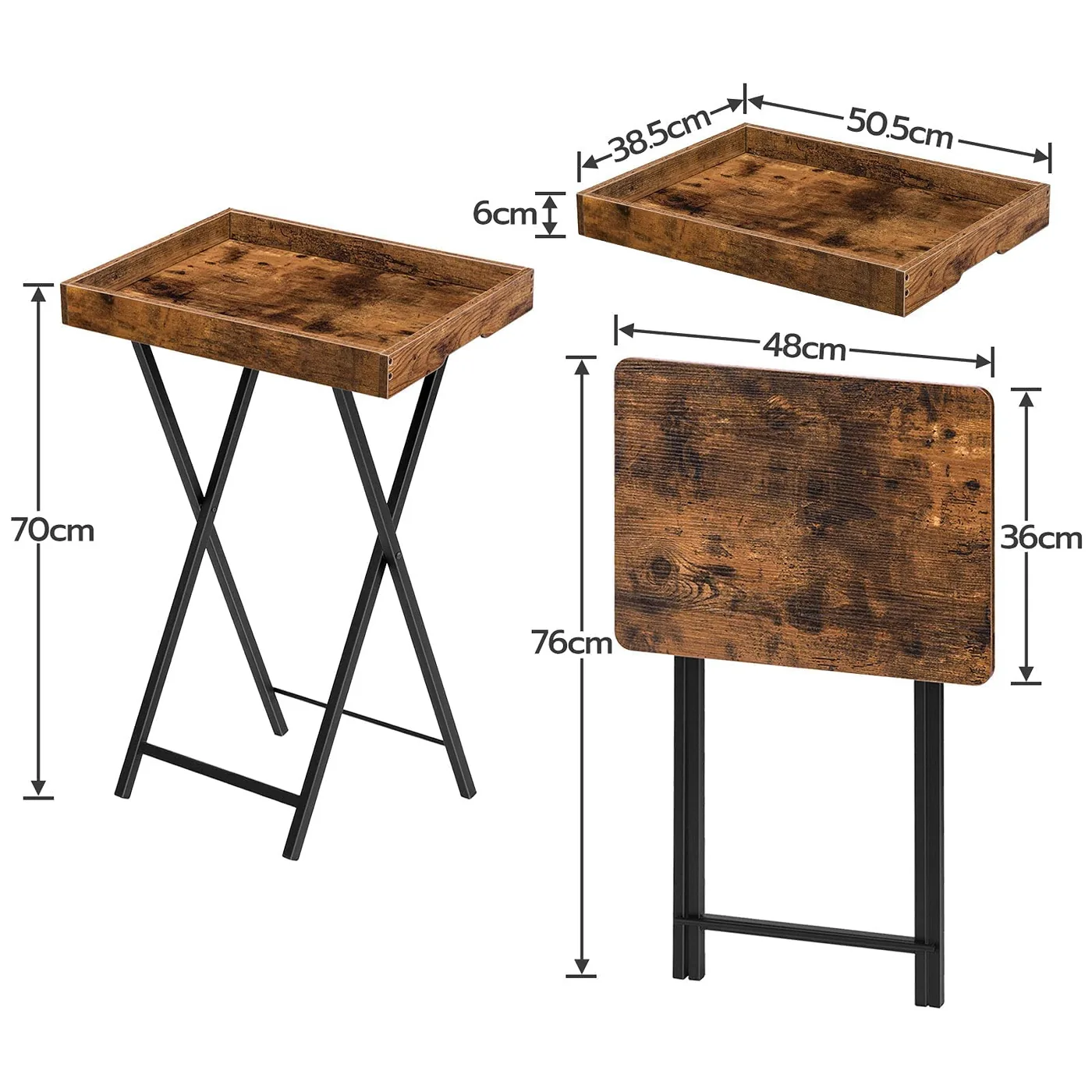 HOOBRO Mesa Auxiliar Plegable con Bandeja Extraíble, imagen 3