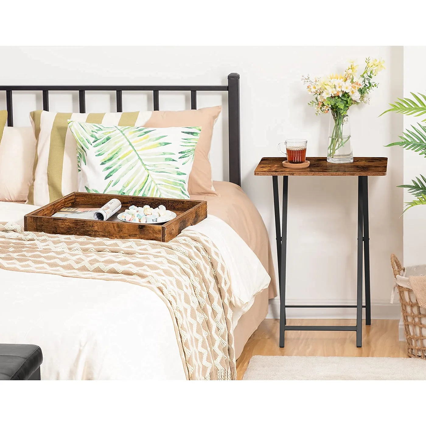 HOOBRO Mesa Auxiliar Plegable con Bandeja Extraíble, imagen 6