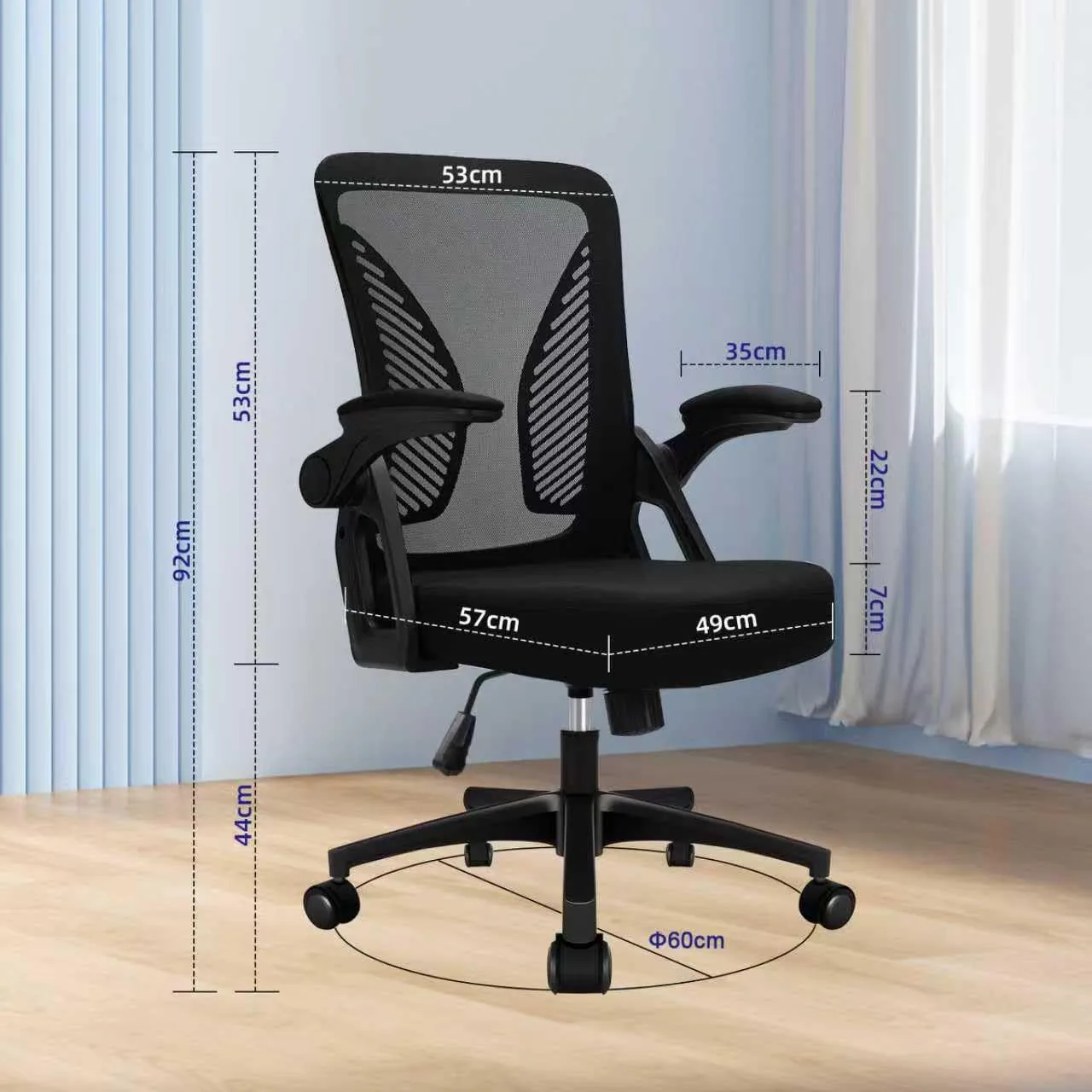 Milacyee Silla de Oficina con Reposabrazos Plegables 90°, imagen 3