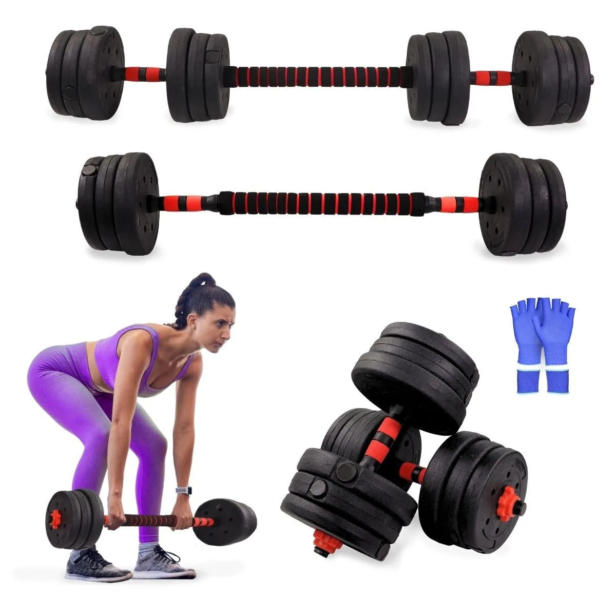 Mobiclinic ExtenFit Mancuernas Ajustables 2 en 1, 20 kg