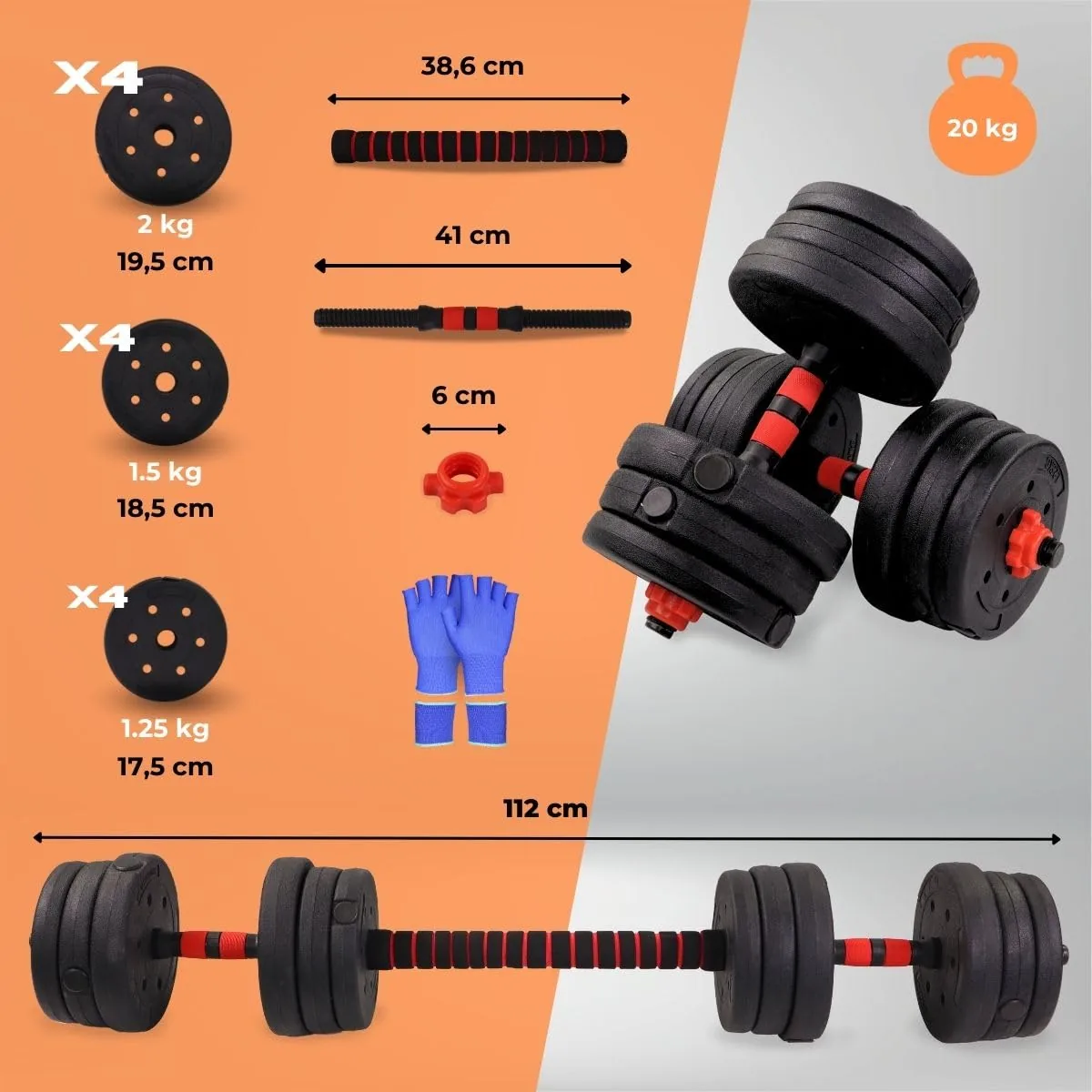 Mobiclinic ExtenFit Mancuernas Ajustables 2 en 1, 20 kg, imagen 2