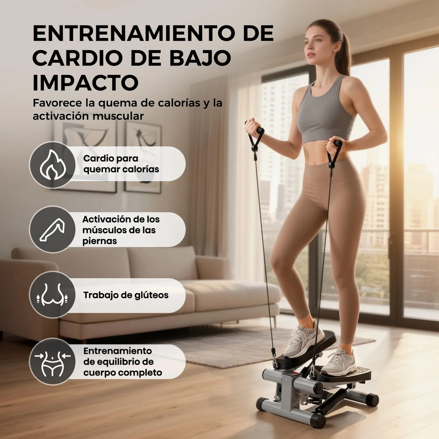 Niceday Mini Stepper 2 en 1 con Cuerdas Elásticas, imagen 2