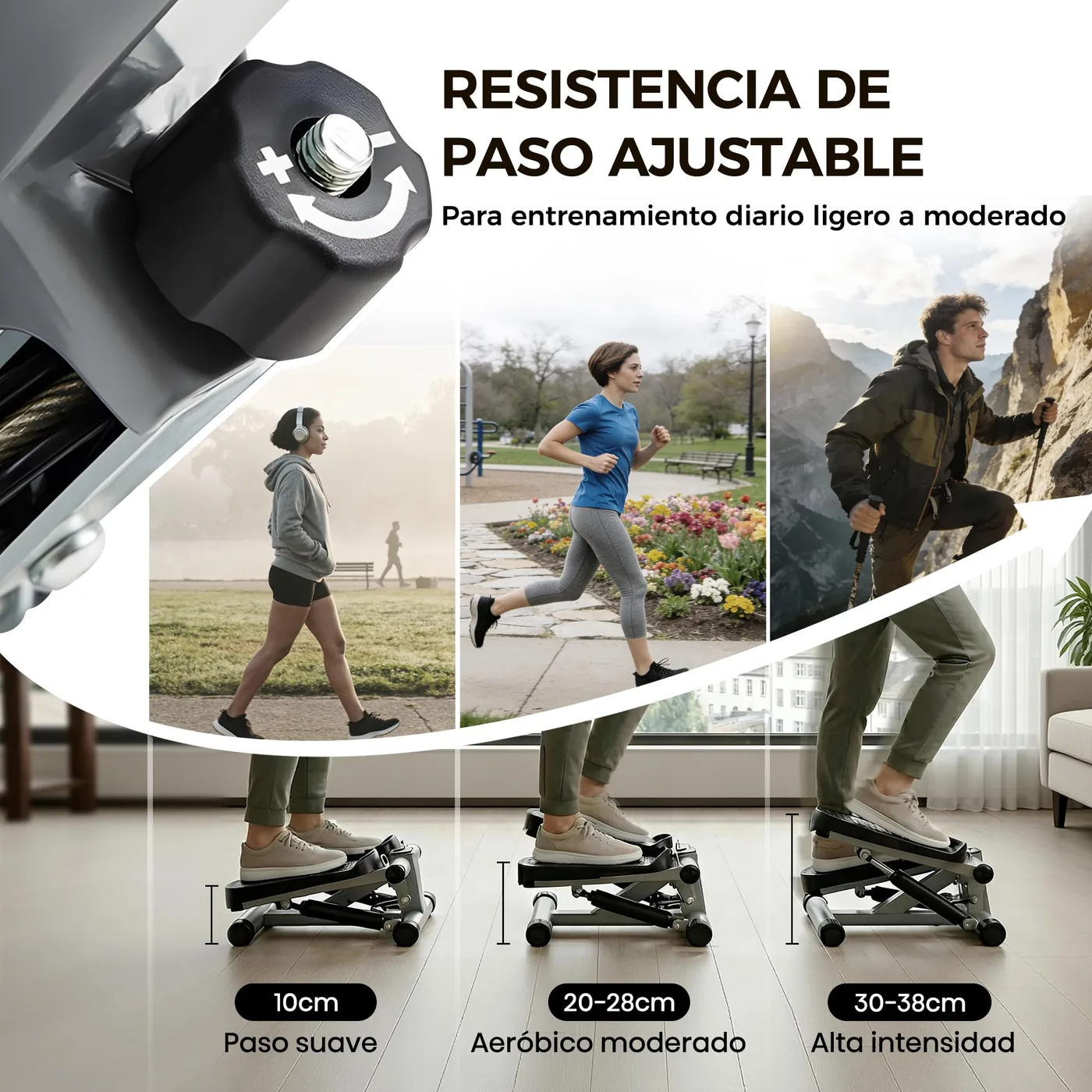 Niceday Mini Stepper 2 en 1 con Cuerdas Elásticas, imagen 7