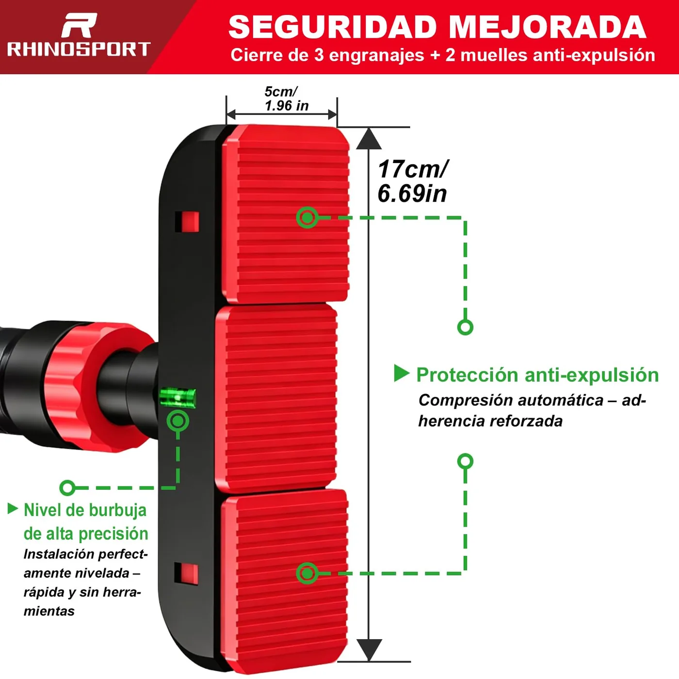 RHINOSPORT Barra de Dominadas de Puerta sin Tornillos, imagen 3