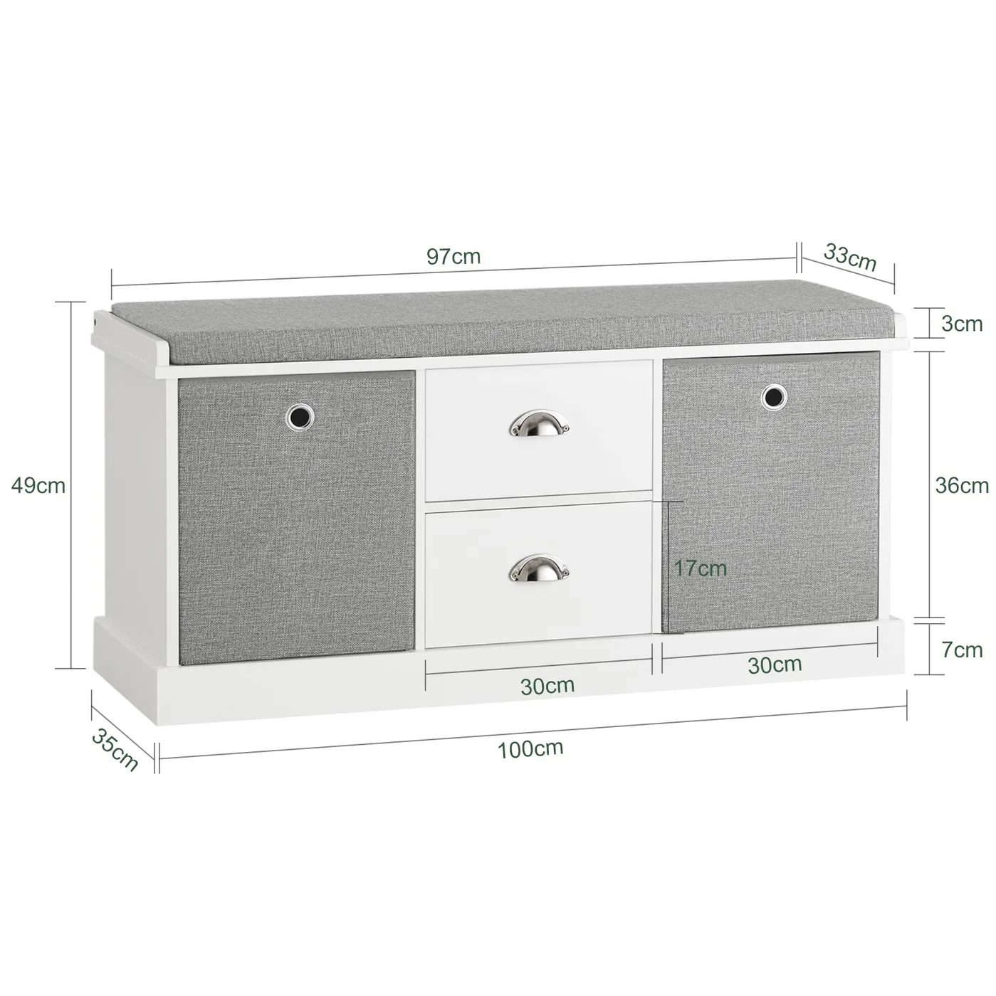 SoBuy FSR66-HG Banco Zapatero con 2 Cajones y 2 Cestas, imagen 3