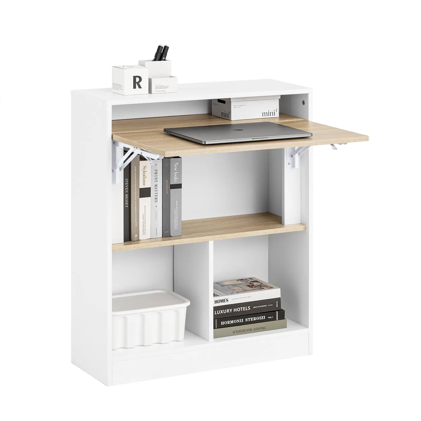 SoBuy Escritorio Plegable con Estantería Integrada