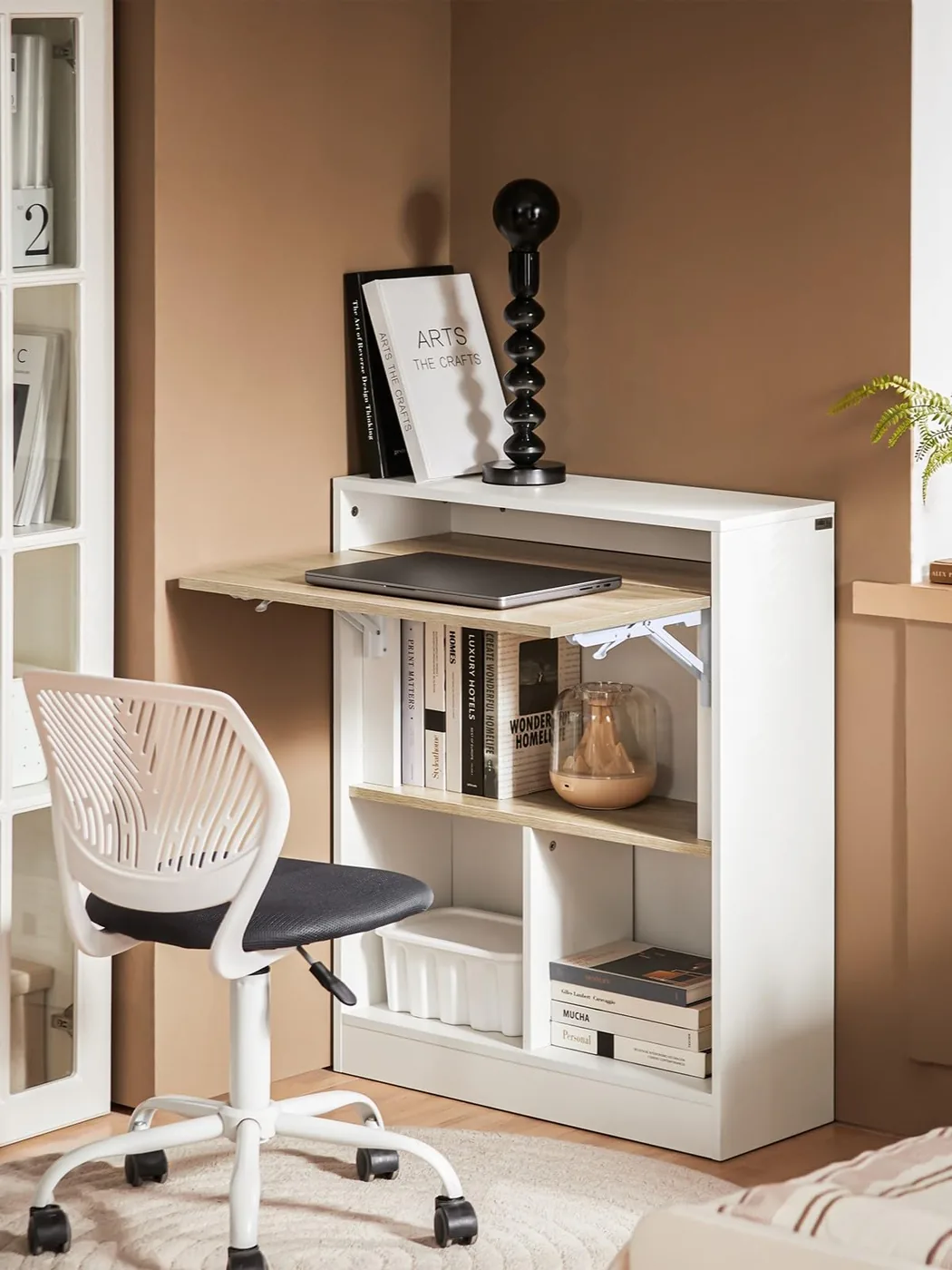 SoBuy Escritorio Plegable con Estantería Integrada, imagen 2