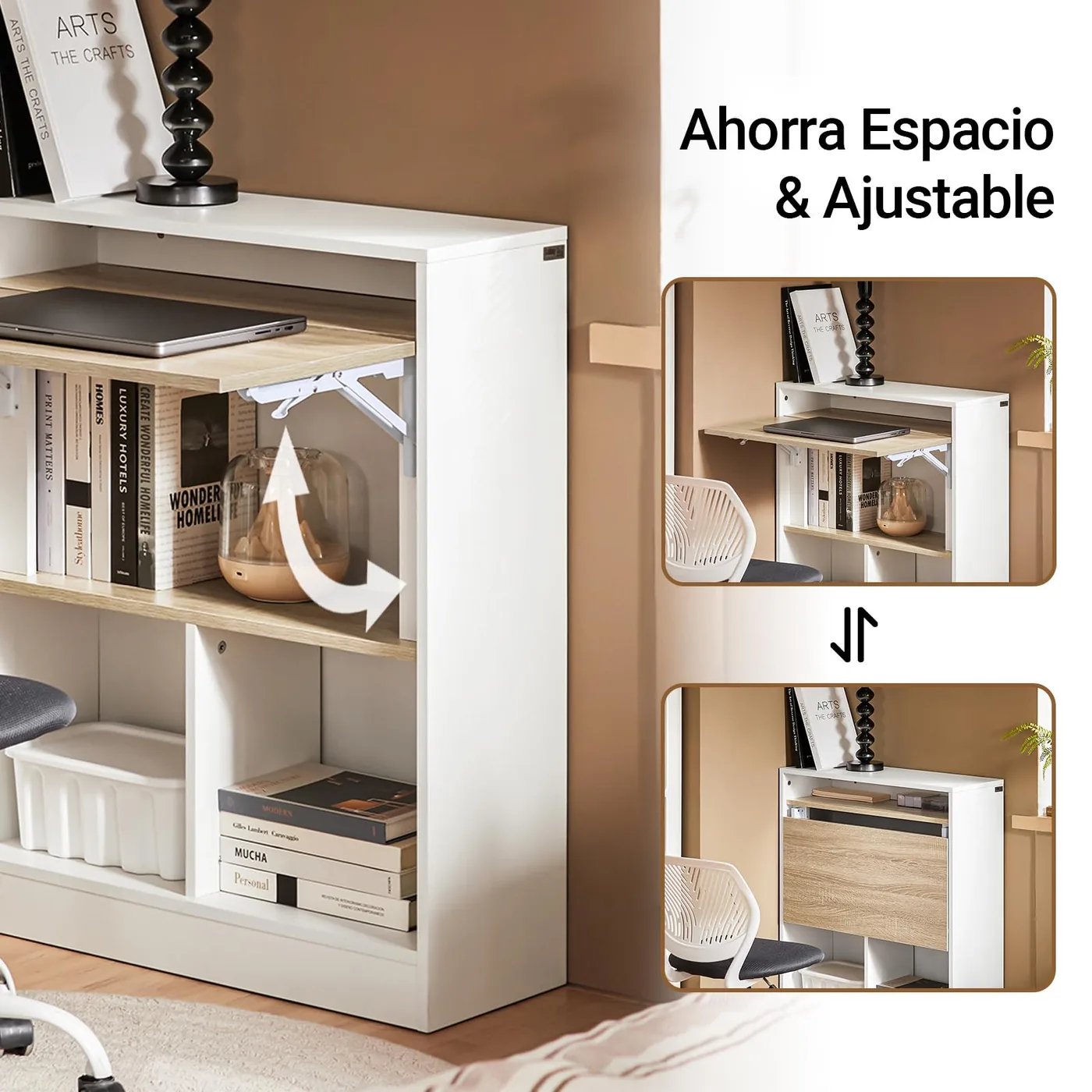 SoBuy Escritorio Plegable con Estantería Integrada, imagen 4