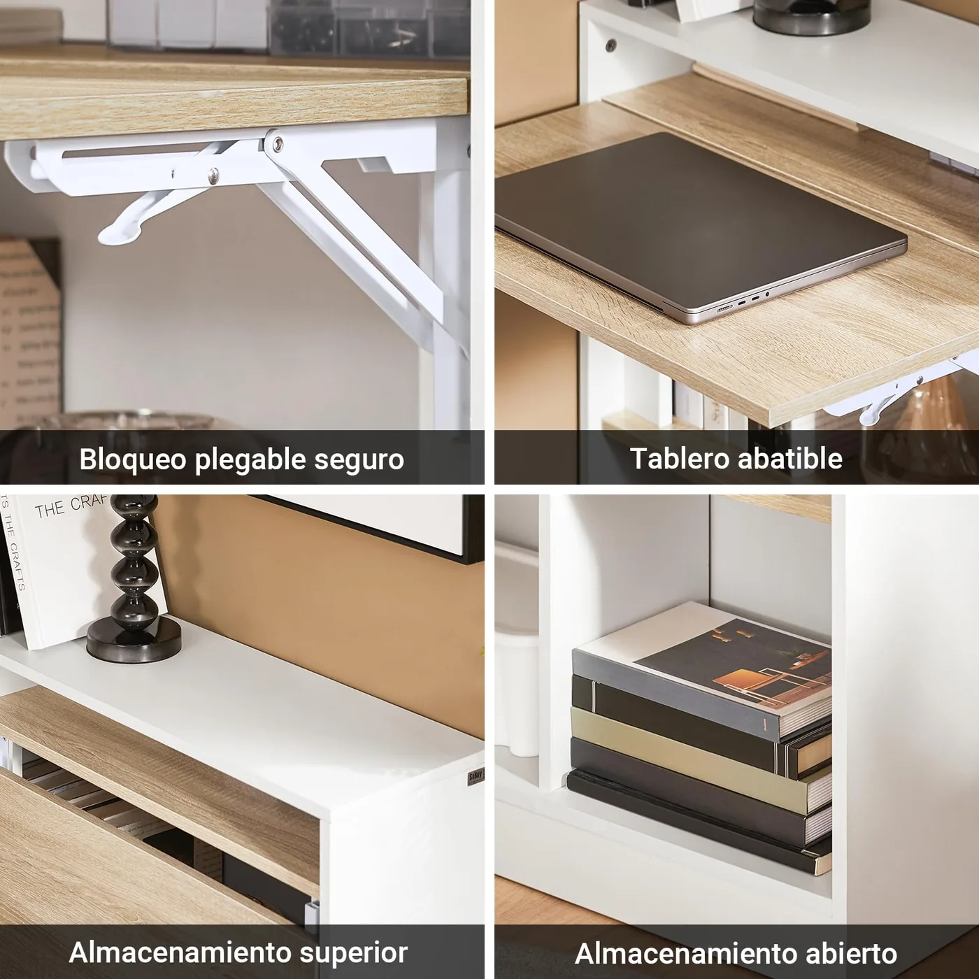 SoBuy Escritorio Plegable con Estantería Integrada, imagen 6