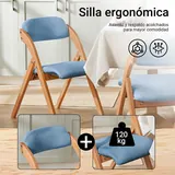 SoBuy Silla Plegable de Madera Acolchada Azul, imagen 4