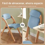 SoBuy Silla Plegable de Madera Acolchada Azul, imagen 5