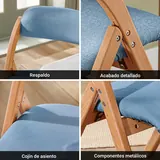 SoBuy Silla Plegable de Madera Acolchada Azul, imagen 8