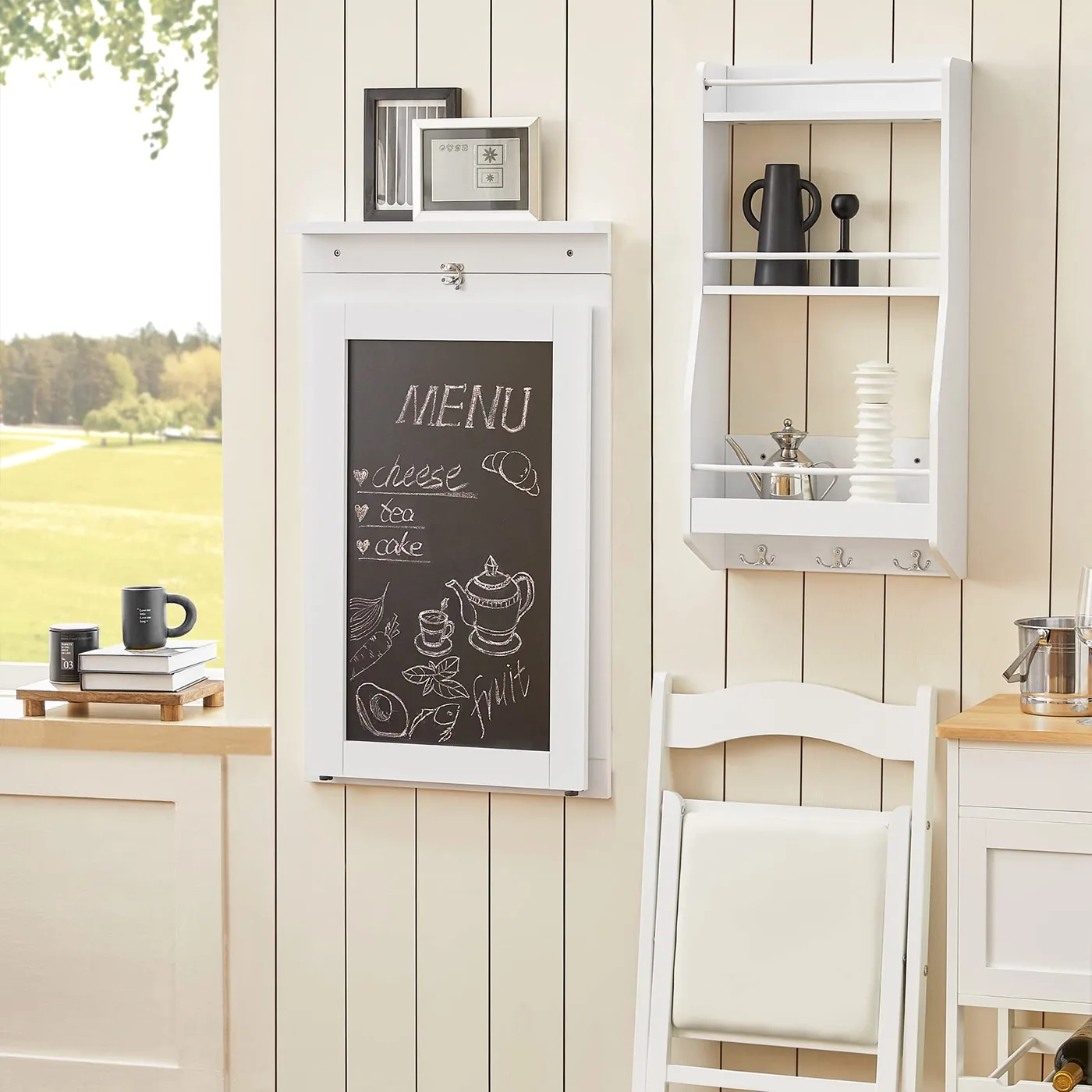 SoBuy Mesa Abatible de Pared con Pizarra FWT20, imagen 5