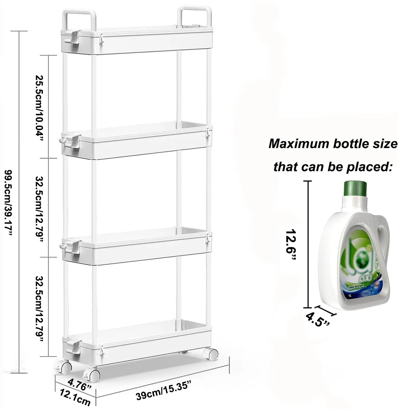 SOLEJAZZ Slim Storage Trolley 12 cm