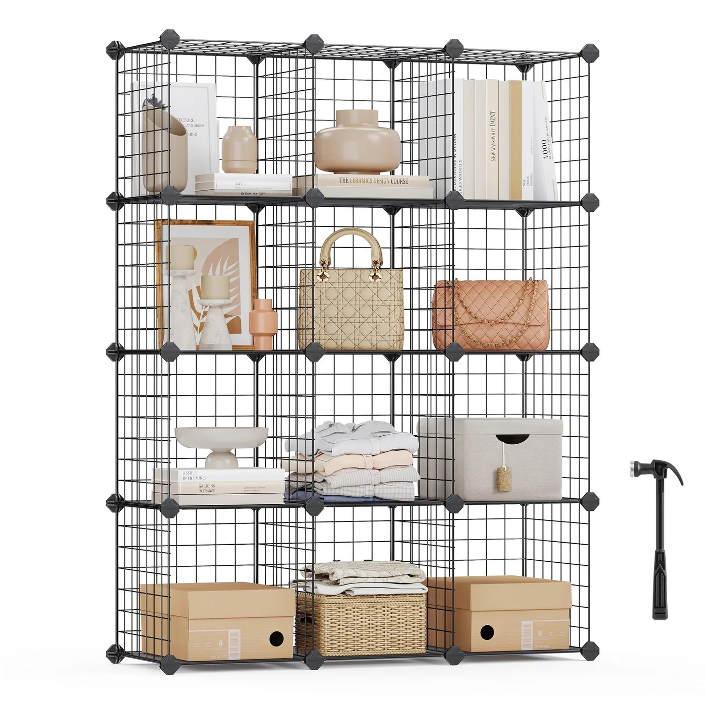 SONGMICS 12-Cube Wire Shelving, 123 cm