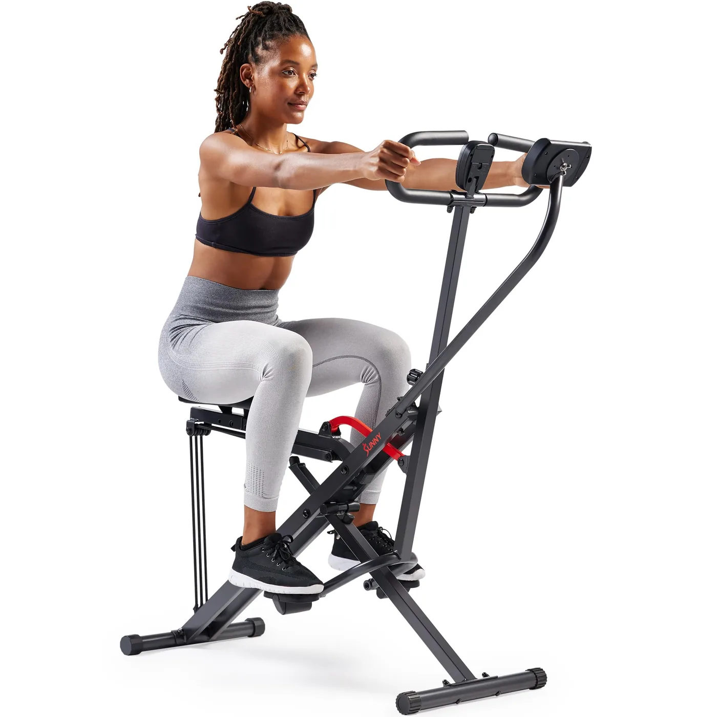 Sunny Health & Fitness Row-N-Ride Smart, Entrenador de Sentadillas