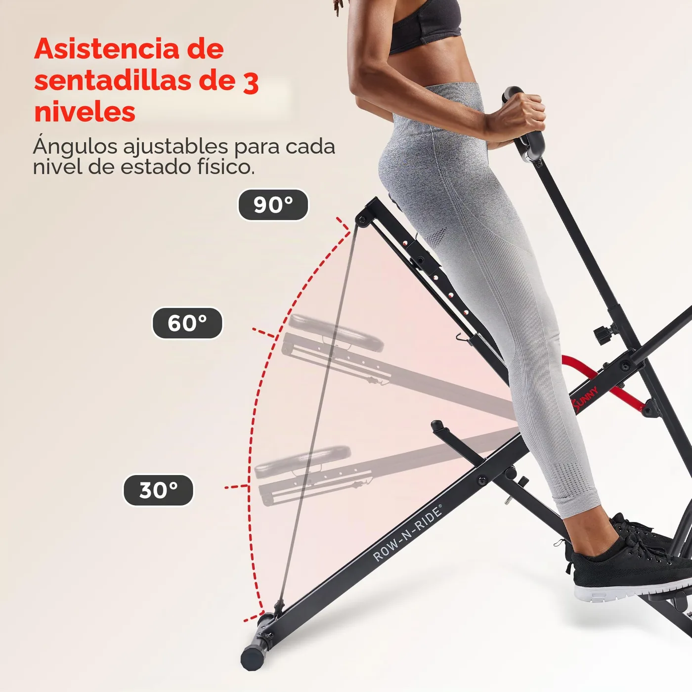 Sunny Health & Fitness Row-N-Ride Smart, Entrenador de Sentadillas, imagen 3