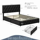 Yaheetech Cama con 4 Cajones 140 × 200 cm, imagen 2