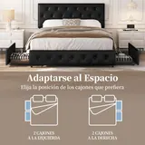 Yaheetech Cama con 4 Cajones 140 × 200 cm, imagen 4
