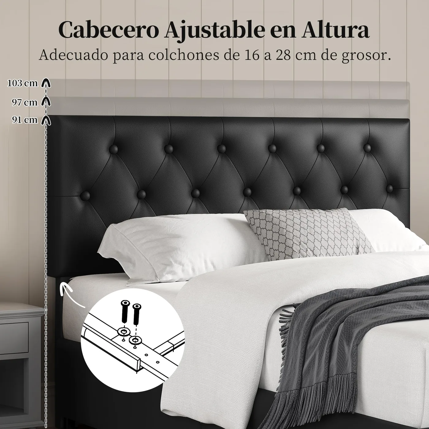 Yaheetech Cama con 4 Cajones 140 × 200 cm, imagen 5