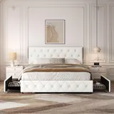 Yaheetech Cama Acolchada con Almacenaje 160 × 200 cm, imagen 1
