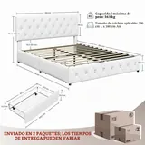 Yaheetech Cama Acolchada con Almacenaje 160 × 200 cm, imagen 2