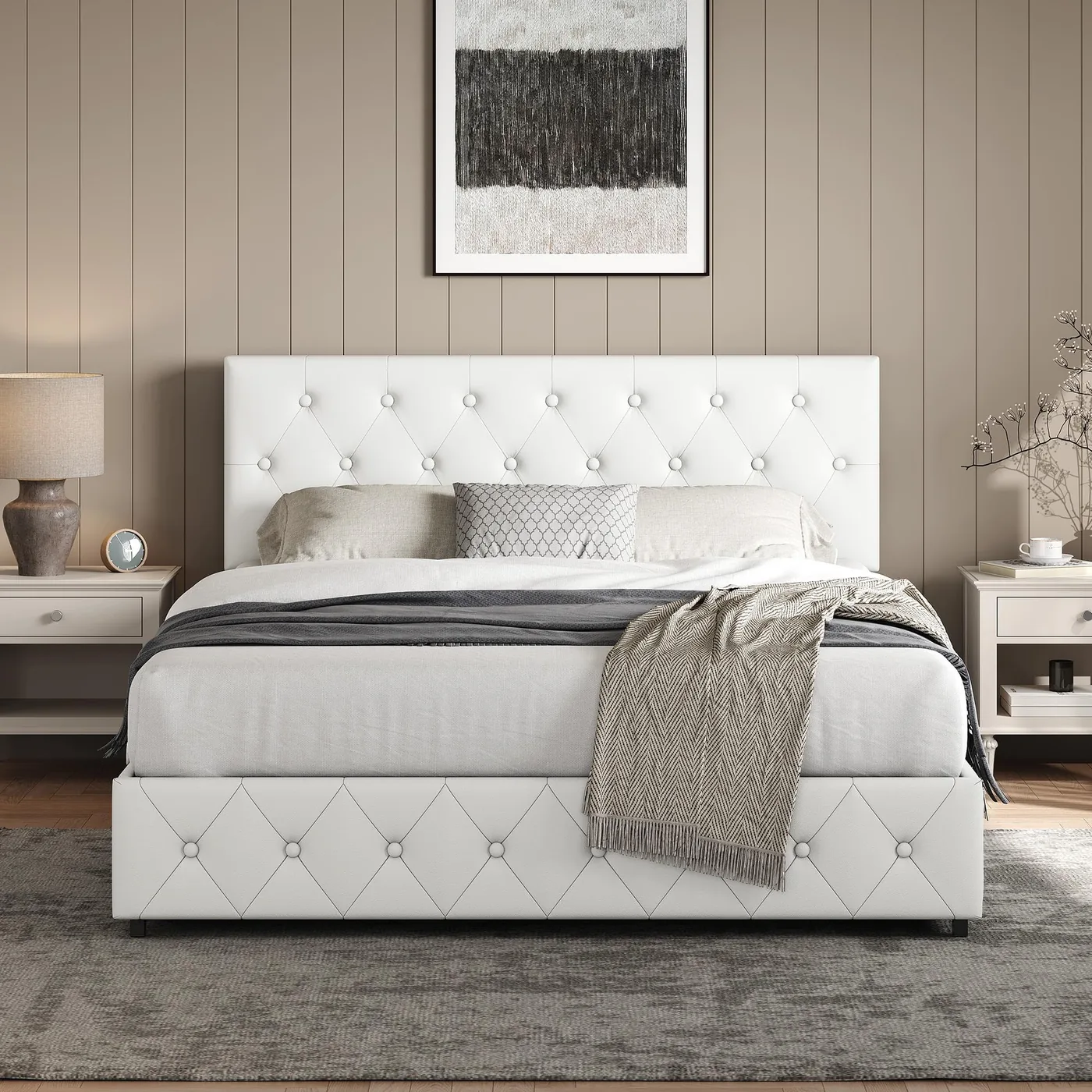 Yaheetech Cama Acolchada con Almacenaje 160 × 200 cm, imagen 5