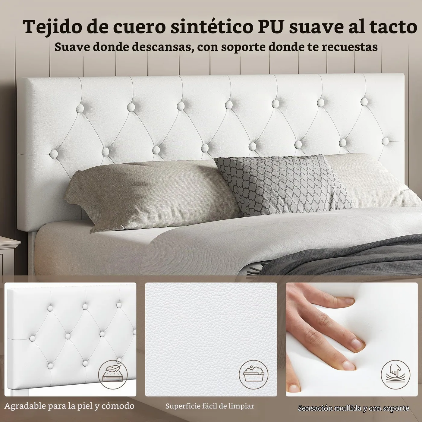 Yaheetech Cama Acolchada con Almacenaje 160 × 200 cm, imagen 6