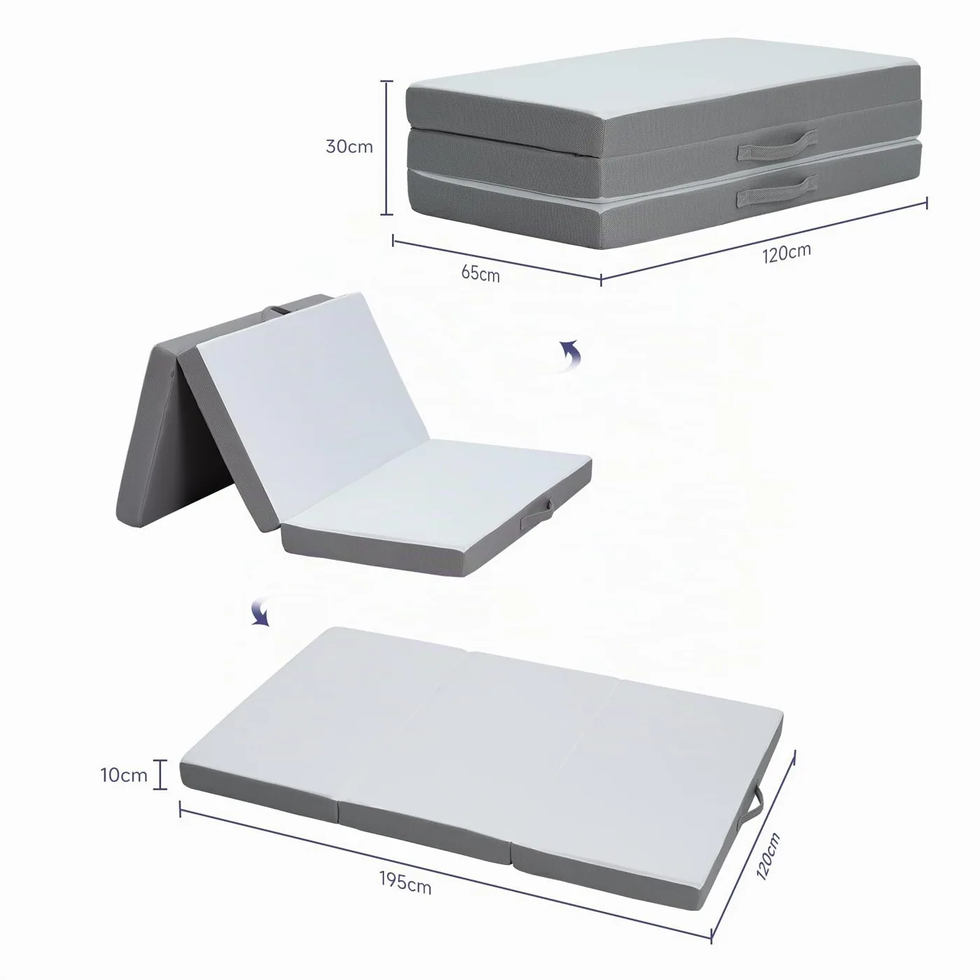 Z-hom Colchón Plegable de 3 Piezas 120 × 195 cm, imagen 6